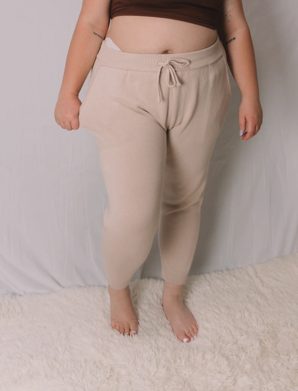 Beige Knitted Pants