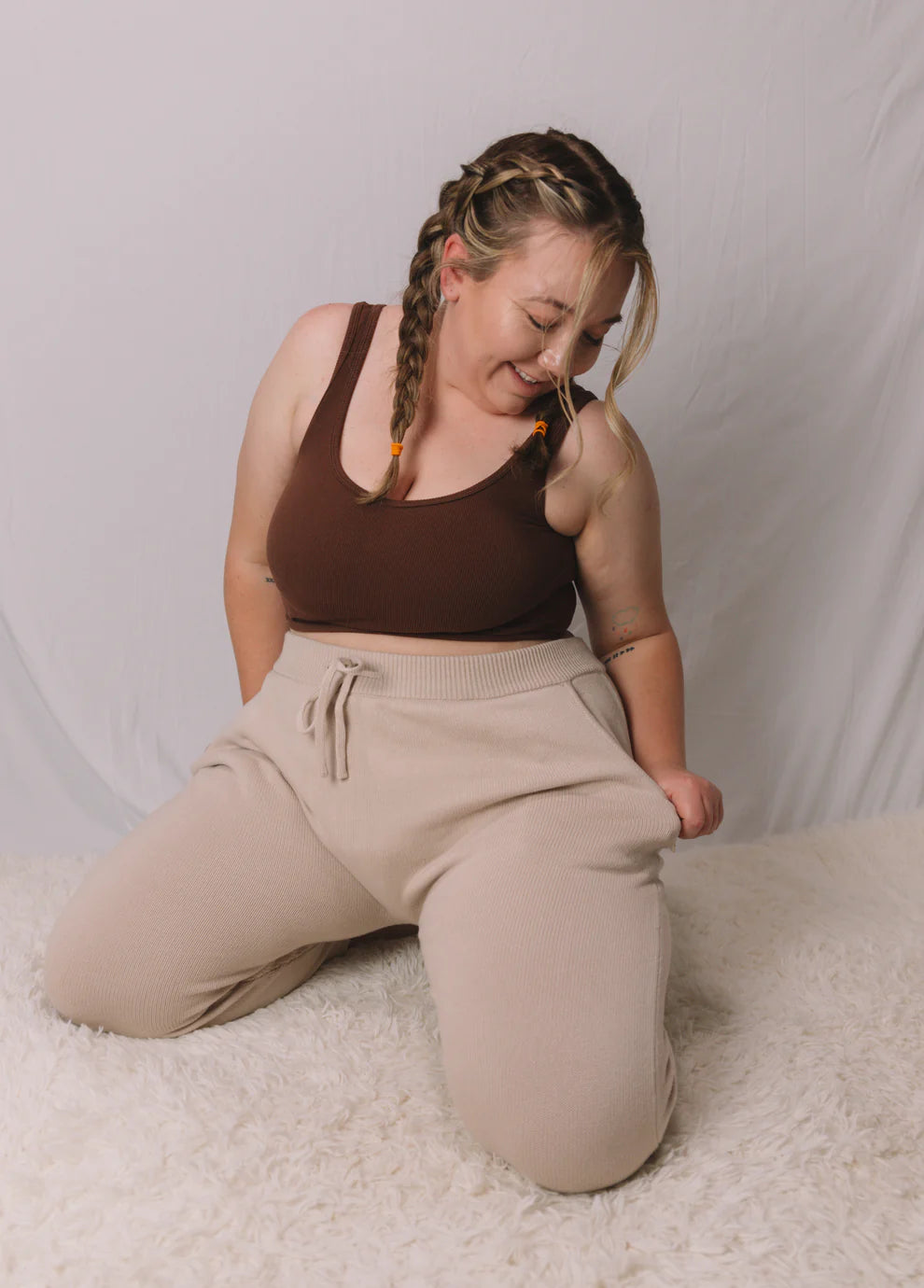 Beige Knitted Pants